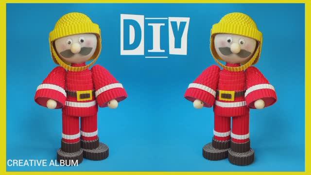 Поделка "Пожарный" на конкурс по пожарной безопасности в детский сад или школу. смотреть онлайн