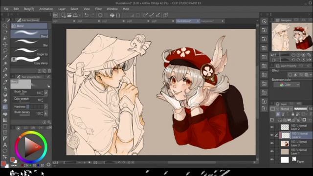 Coloring a genshin sketch! Speedpaint смотреть онлайн