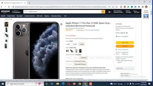 Apple iPhone 11 Pro Max, 512GB, Space Gray Unlocked Renewed Premium смотреть онлайн