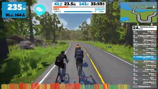 Zwift: Evo CC wednesday Race Cat C - Wandering Flatts смотреть онлайн