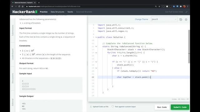 HackerRank - Balanced Brackets смотреть онлайн
