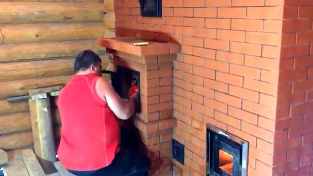 Каменка совмещенная с печь-камином в п. Красная заря смотреть онлайн