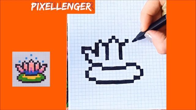 Как рисовать по клеточкам Цветок Лотос Простые рисунки How to Draw lotus flower Pixel Art смотреть онлайн