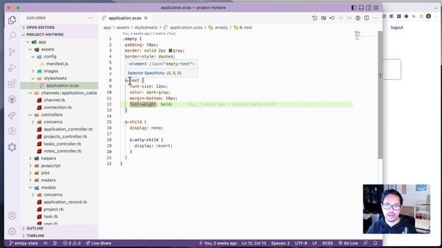 Ruby on Rails 7 | Using Hotwire Turbo WebSocket | Empty states part 10 смотреть онлайн