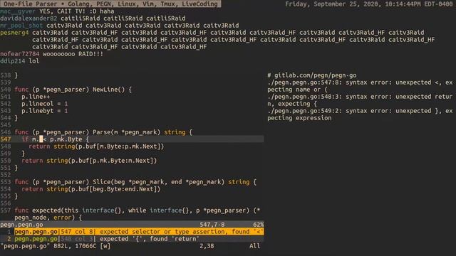 One-File Parser • Golang, PEGN, Linux, Vim, Tmux, LiveCoding смотреть онлайн
