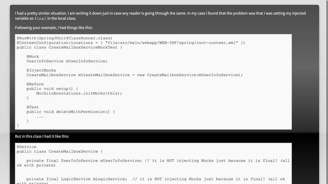 Injecting mocks with Mockito does not work смотреть онлайн