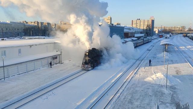 Паровоз Л-0693 с поездом Иваново Шуя смотреть онлайн
