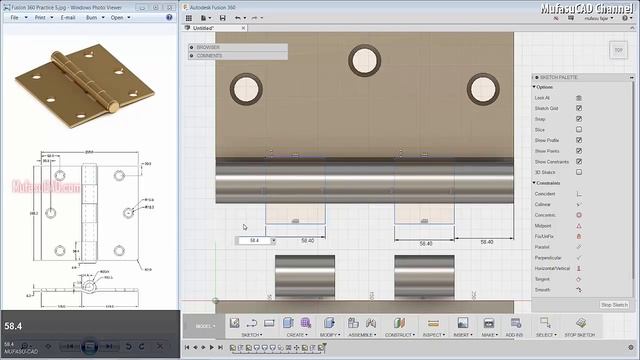 Fusion 360 3D Sketch Hinges | Tutorial Beginner | Exercise 5 смотреть онлайн