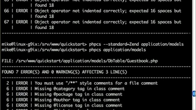 PHP Code Sniffer example смотреть онлайн