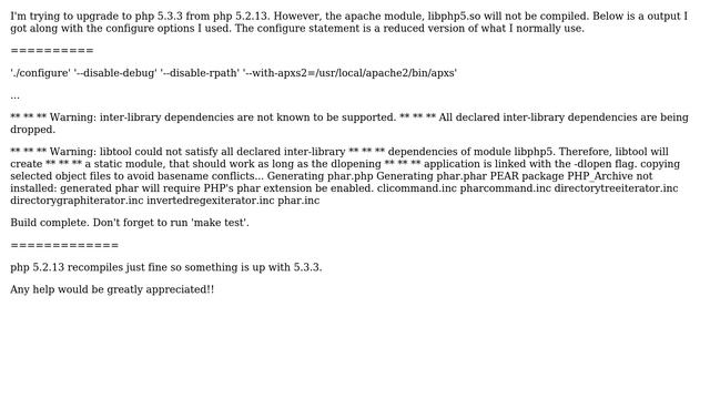 DevOps & SysAdmins: Why won't php 5.3.3 compile libphp5.so on redhat ent? смотреть онлайн