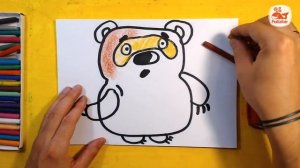 Как нарисовать Винни Пух, Урок рисования для детей от 3 лет | Раскраска для детей