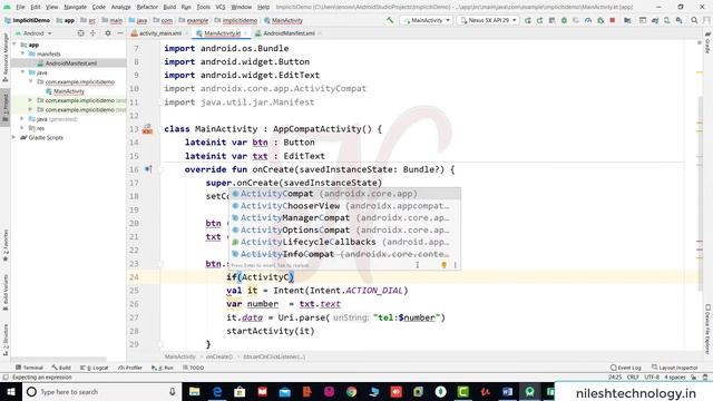 Implicit intent in Android with Kotlin | Phone Dial Tutorial смотреть онлайн