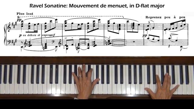 Ravel Sonatine 2nd movement Menuet Piano Tutorial смотреть онлайн