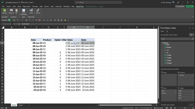 Daily opening and closing balance by product - Excel and Power BI - DAX смотреть онлайн