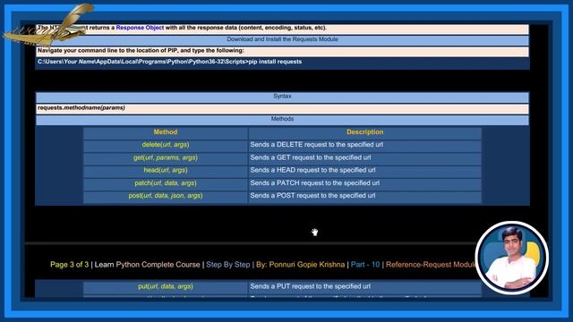 Learn Python Complete References |StepByStep| Request Module Reference |PonnuriGopieKrishna|Part-1 смотреть онлайн