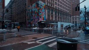 Снегопад на Таймс-сквер, Нью-Йорк _ Прогулка по Нью-Йорку в зимнем снегу, 4k