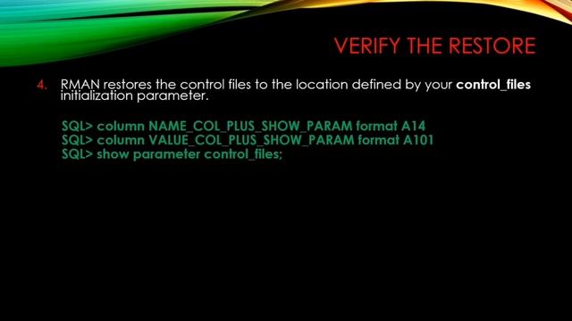 RECOVERY FROM LOST OF ONE CONTROL FILE (USING RMAN INSTEAD OF OS COMMAND) смотреть онлайн