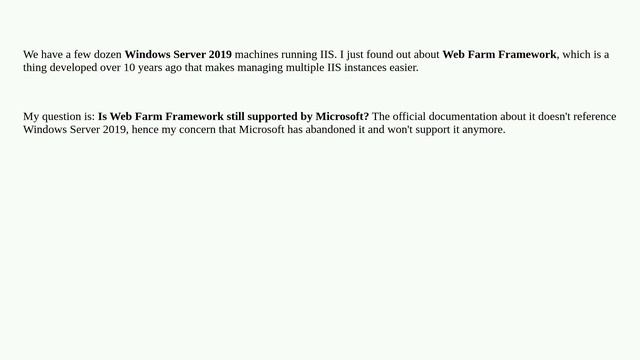 Is Web Farm Framework Supported by Microsoft in 2023? смотреть онлайн