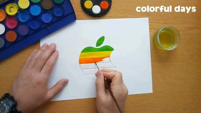How to draw an Apple logo - rainbow Apple logo смотреть онлайн