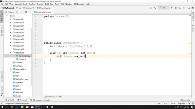Java - урок 19.3 (Создание класса для динамического массива. Часть 1) смотреть онлайн