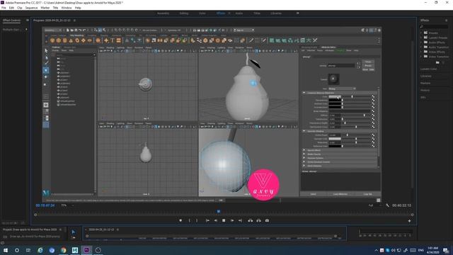 Draw apple in Maya 2020 смотреть онлайн