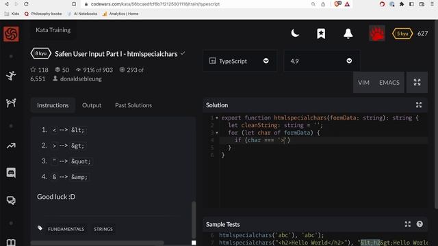 Codewars - Typescript - HTML Special Chars смотреть онлайн