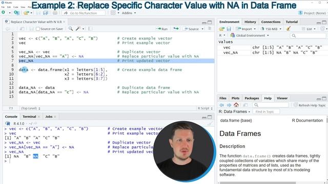 Replace Character Value by NA in R (Example) | Vector & Data Frame | Substitute & Exchange Missings смотреть онлайн