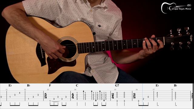 Here Comes The Sun The Beatles / Fingerstyle Guitar Cover with Tabs and Lyrics смотреть онлайн