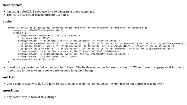 Code Review: Better way to format a query string in Java смотреть онлайн