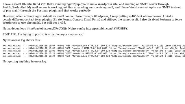 DevOps & SysAdmins: nginx/php-fpm - 405 Error Submitting Email Contact Form смотреть онлайн
