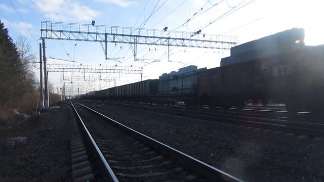 Электровоз ВЛ10У-771 с грузовым поездом станция Ворсино 24.03.2019 смотреть онлайн