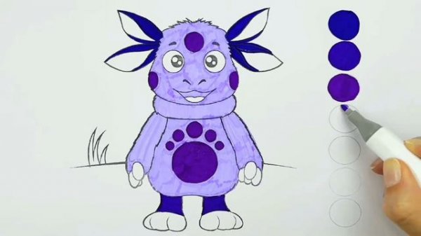 Раскраска, учим цвета, Лунтик. Coloring pages for children.