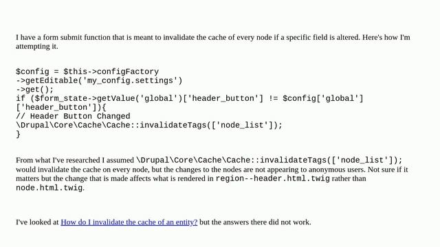 How to programmatically invalidate the cache of every node смотреть онлайн