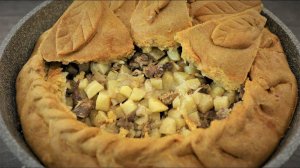 Вкусный и сытный пирог с мясом и картофелем. Татарская национальная выпечка Зур бэлиш