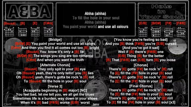 Abba - Hole in Your Soul [NV] [Jam Track] [Guitar Chords & Lyrics] смотреть онлайн