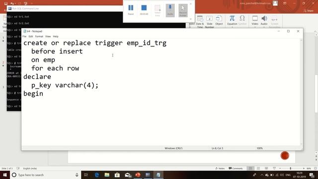 How to generate primary key using sequence and trigger on employee table in PL SQL смотреть онлайн