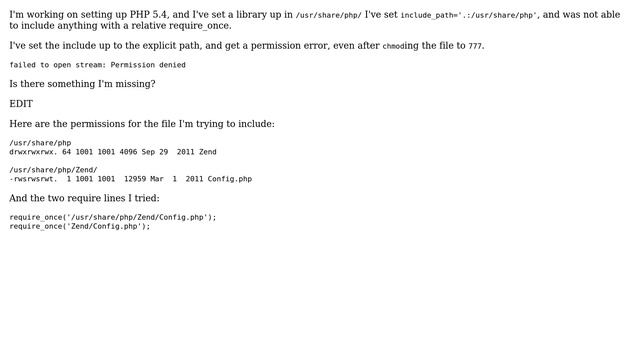 DevOps & SysAdmins: PHP 5.4 can't include file with permissions 777 смотреть онлайн