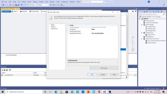 25.SSIS TUTORIAL - SCRIPT TASK WITH VARIABLE AND PARAMETERS - TELUGU . смотреть онлайн