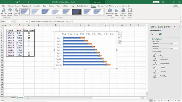 29 - Microsoft Excel 2016 using Gantt Chart смотреть онлайн