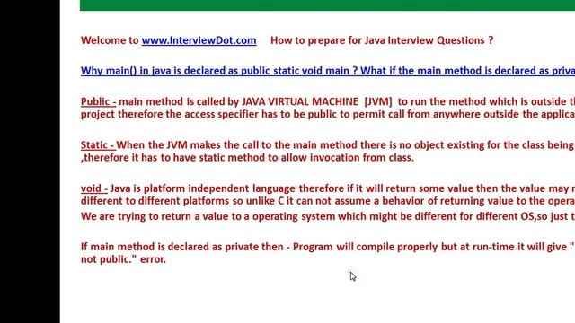 Why main in java is declared as public static void main java interview.avi смотреть онлайн