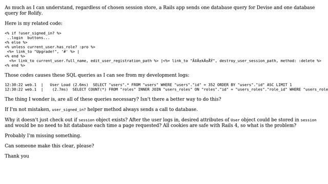 Should each request cost 2 database hits when using Devise+CanCan+Rolify? смотреть онлайн