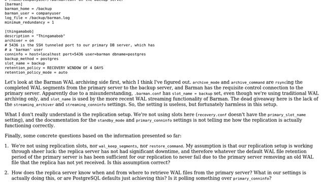 Safely shutting down seemingly misconfigured (but working) PostgreSQL replication/archiving смотреть онлайн