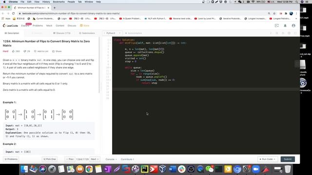Leetcode 1284. Minimum Number of Flips to Convert Binary Matrix to Zero Matrix смотреть онлайн