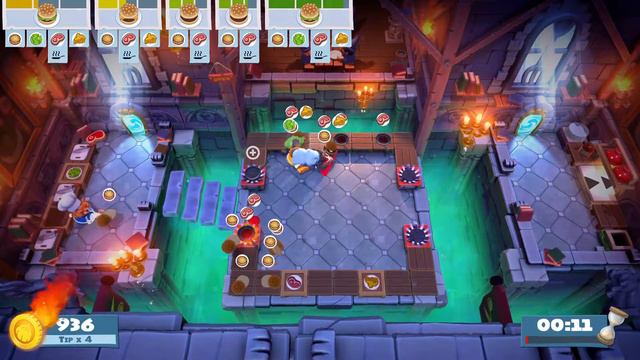 Overcooked 2 3-2, 4 Stars (3 Players) Floor Borger🍔