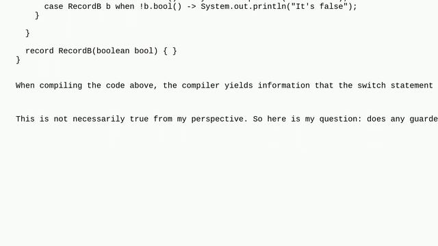 Java 21 guarded pattern exhaustiveness смотреть онлайн