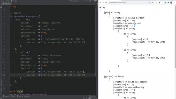 12 PHP Array Data Type - Indexed, Associative & Multi-Dimensional Arrays - Full PHP 8 Tutorial