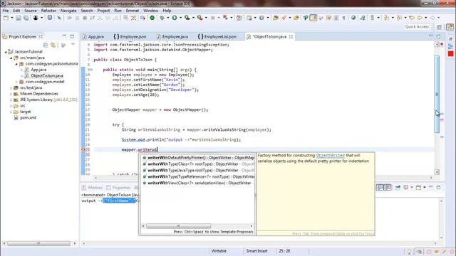 Convert Java Object to JSON String using Jackson Library смотреть онлайн