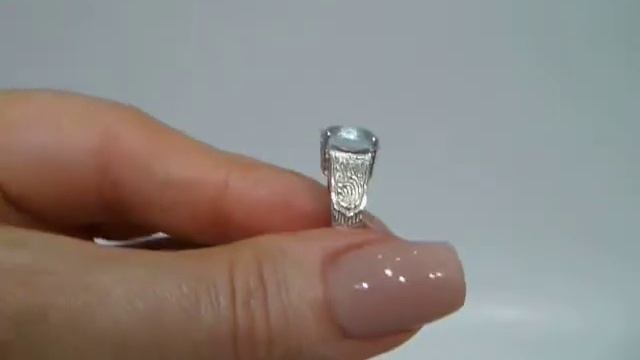 Кольцо с натуральным аквамарином 4.19 ct Размер 18 Серебро 925 смотреть онлайн