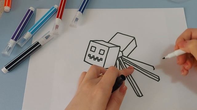 How to draw Minecraft SPIDER | Как нарисовать МАЙНКРАФТ паука | Bolalar uchun rasm chizish смотреть онлайн
