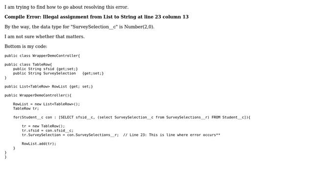 Salesforce: Compile Error: Illegal assignment from List ＜...＞ to String смотреть онлайн
